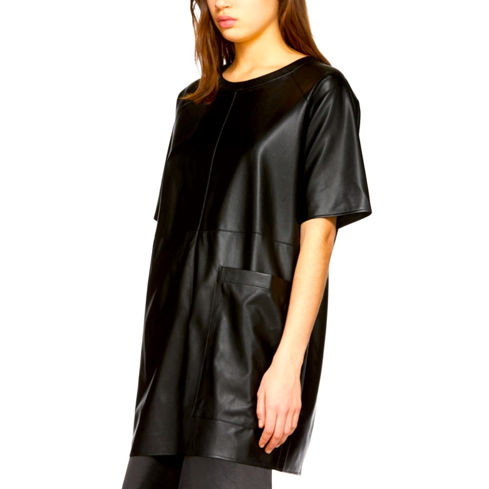 Very chic Aeron black faux-leather Zelda dress